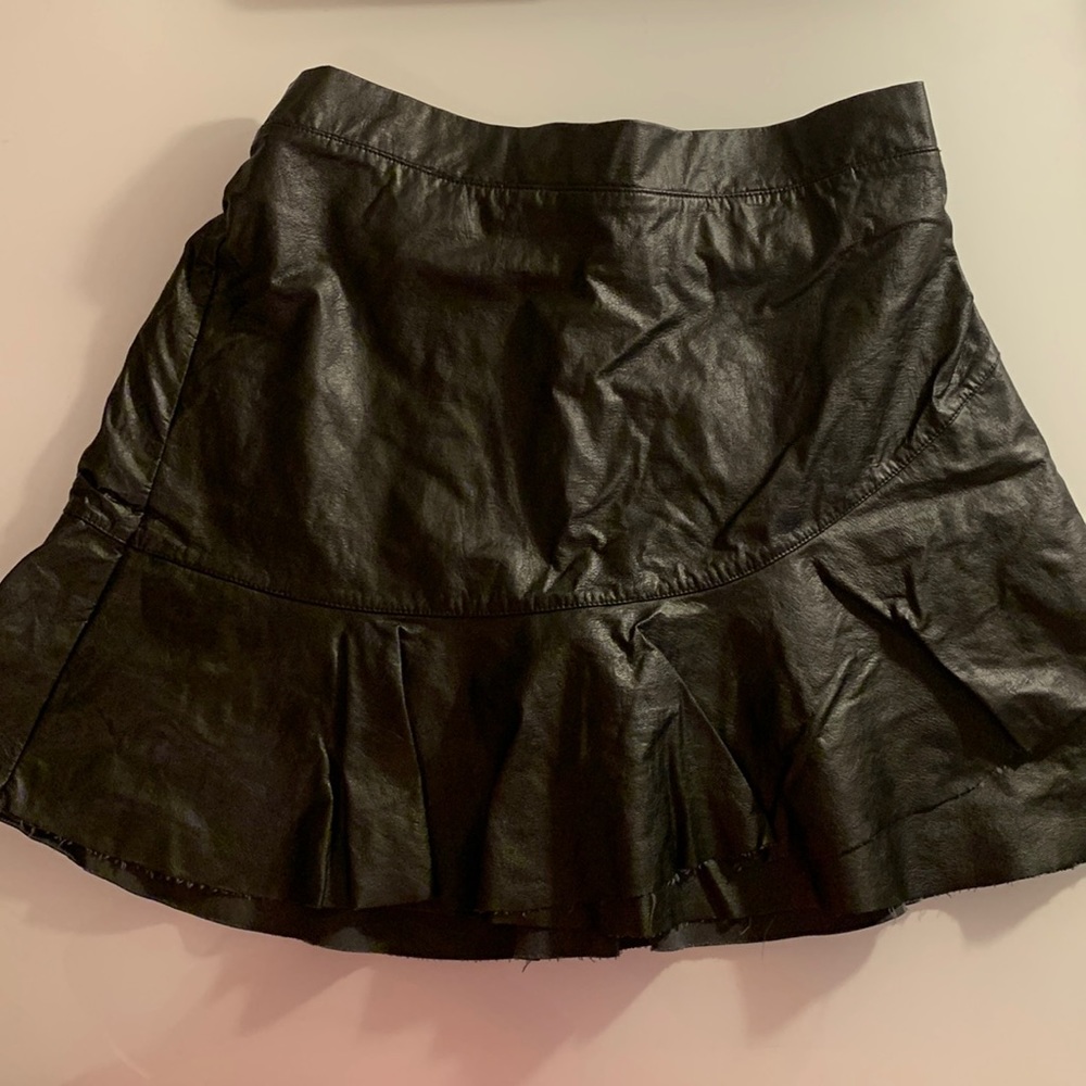Girls Black Faux Leather Skirt
